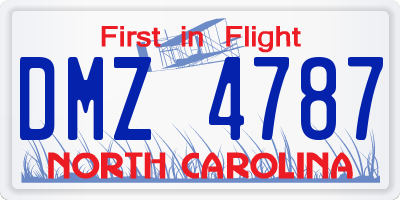 NC license plate DMZ4787