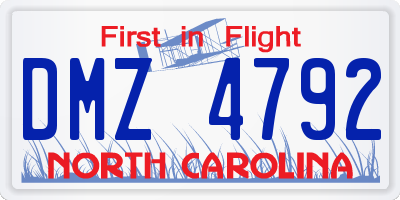 NC license plate DMZ4792