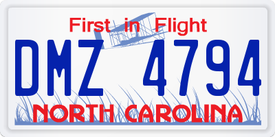 NC license plate DMZ4794