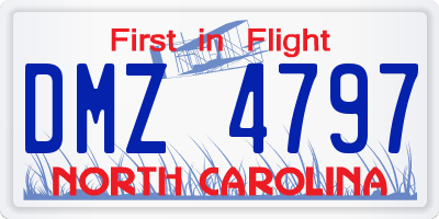 NC license plate DMZ4797