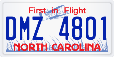 NC license plate DMZ4801