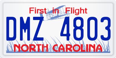 NC license plate DMZ4803