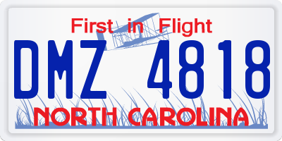 NC license plate DMZ4818