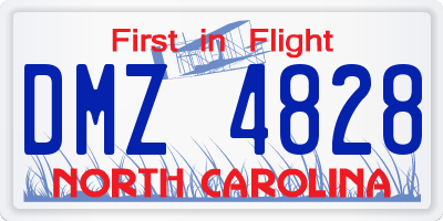 NC license plate DMZ4828