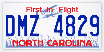 NC license plate DMZ4829