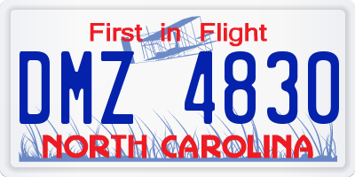 NC license plate DMZ4830