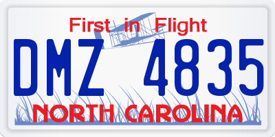 NC license plate DMZ4835