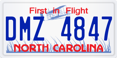 NC license plate DMZ4847