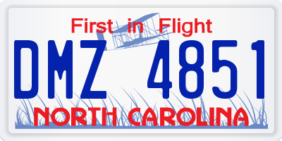 NC license plate DMZ4851
