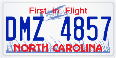 NC license plate DMZ4857