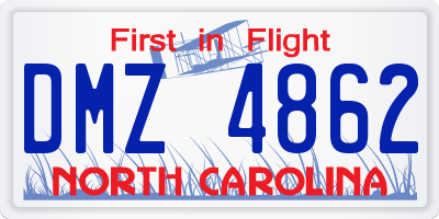 NC license plate DMZ4862