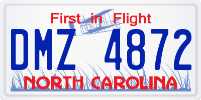 NC license plate DMZ4872