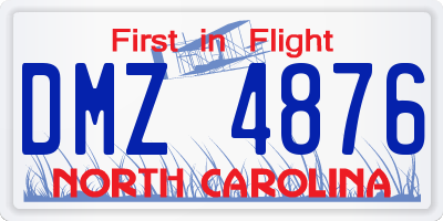 NC license plate DMZ4876