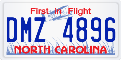 NC license plate DMZ4896