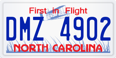 NC license plate DMZ4902