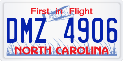 NC license plate DMZ4906