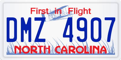 NC license plate DMZ4907