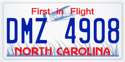 NC license plate DMZ4908