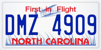 NC license plate DMZ4909