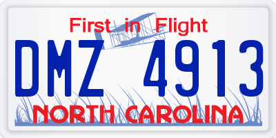 NC license plate DMZ4913