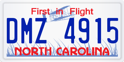 NC license plate DMZ4915