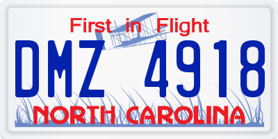 NC license plate DMZ4918