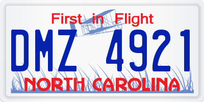 NC license plate DMZ4921