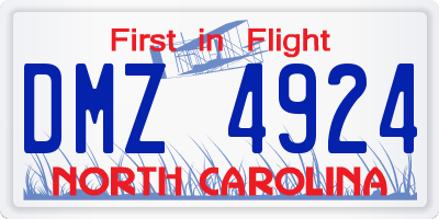 NC license plate DMZ4924