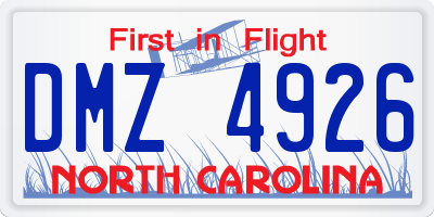 NC license plate DMZ4926