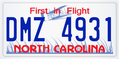 NC license plate DMZ4931