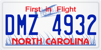 NC license plate DMZ4932