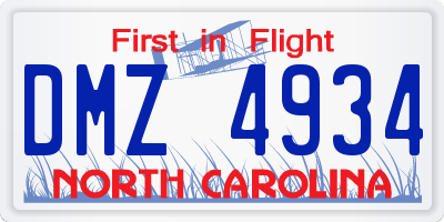 NC license plate DMZ4934