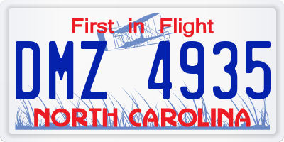 NC license plate DMZ4935