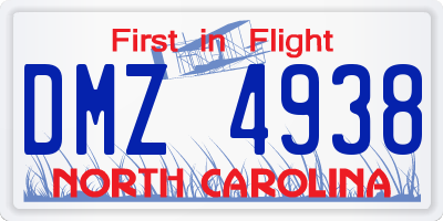 NC license plate DMZ4938