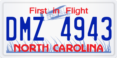 NC license plate DMZ4943