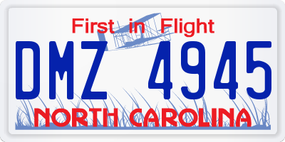 NC license plate DMZ4945