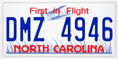 NC license plate DMZ4946