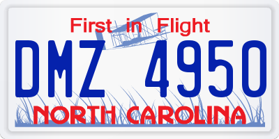 NC license plate DMZ4950