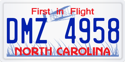 NC license plate DMZ4958