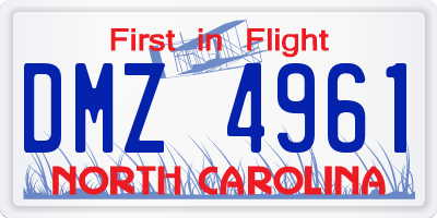 NC license plate DMZ4961