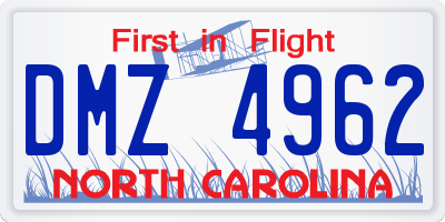 NC license plate DMZ4962
