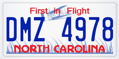 NC license plate DMZ4978