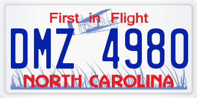 NC license plate DMZ4980