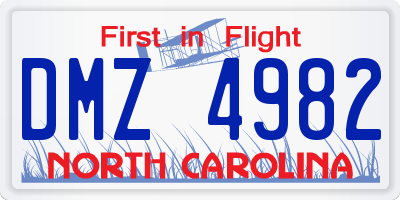 NC license plate DMZ4982