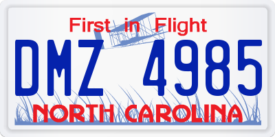 NC license plate DMZ4985