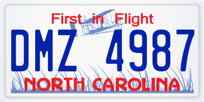 NC license plate DMZ4987