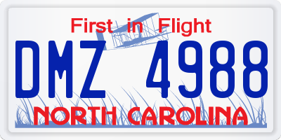 NC license plate DMZ4988