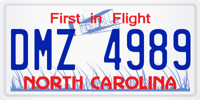 NC license plate DMZ4989