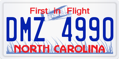 NC license plate DMZ4990