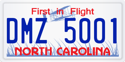 NC license plate DMZ5001